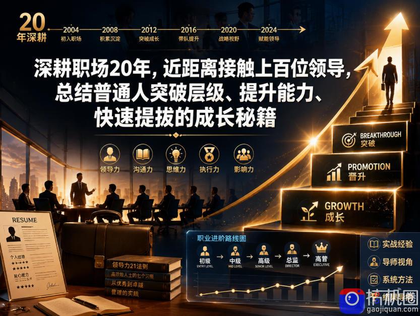 付费文章:深耕职场20年,近距离接触上百位领导,总结普通人突破层级、提升能力、快速提拔的成长秘籍(全网独家干货)