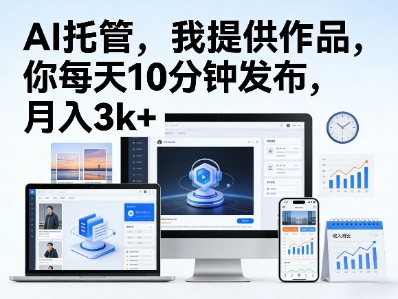 公众号AI托管,我提供作品,你每天10分钟发布,月入3k 【揭秘】