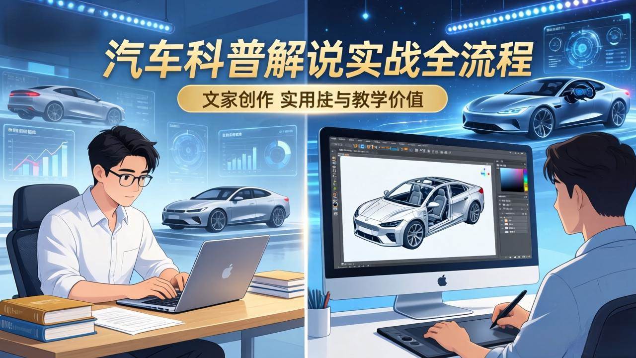 （17665期）抖音汽车科普解说实战：文案 动画 画面处理 去水印全流程，打造专业汽车科普视频