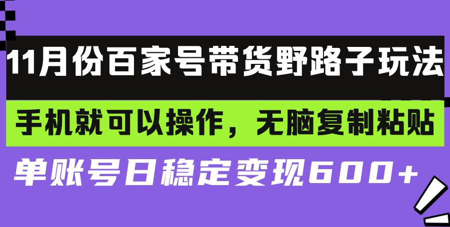 (13281期)百家号带货野路子玩法 手机就可以操作,无脑复制粘贴 单账号日稳定变现…