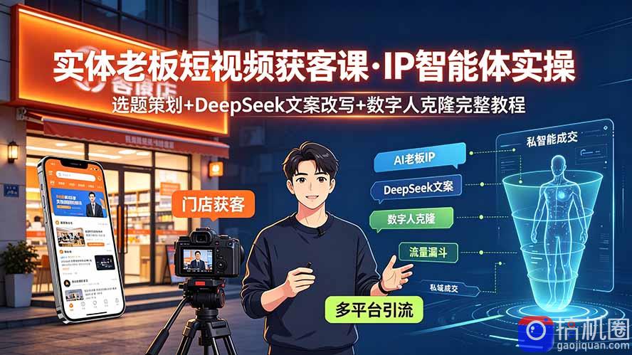 实体老板短视频获客课·IP智能体实操｜选题策划 DeepSeek文案改写 数字人克隆完整教程
