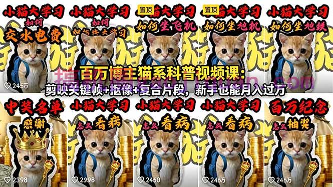 百万博主猫系科普视频课:剪映关键帧 抠像 复合片段,新手也能月入过万