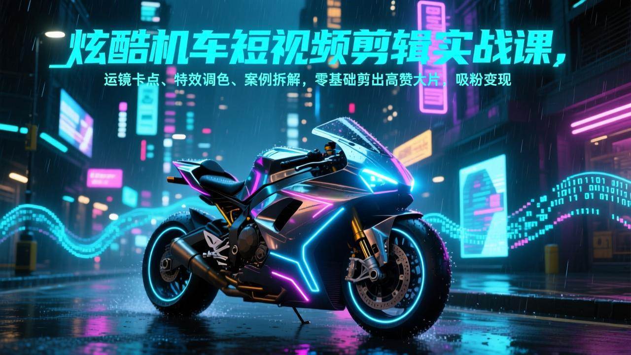 (17304期)炫酷机车短视频剪辑实战课,运镜卡点、特效调色、案例拆解,零基础剪出高赞大片,吸粉变现
