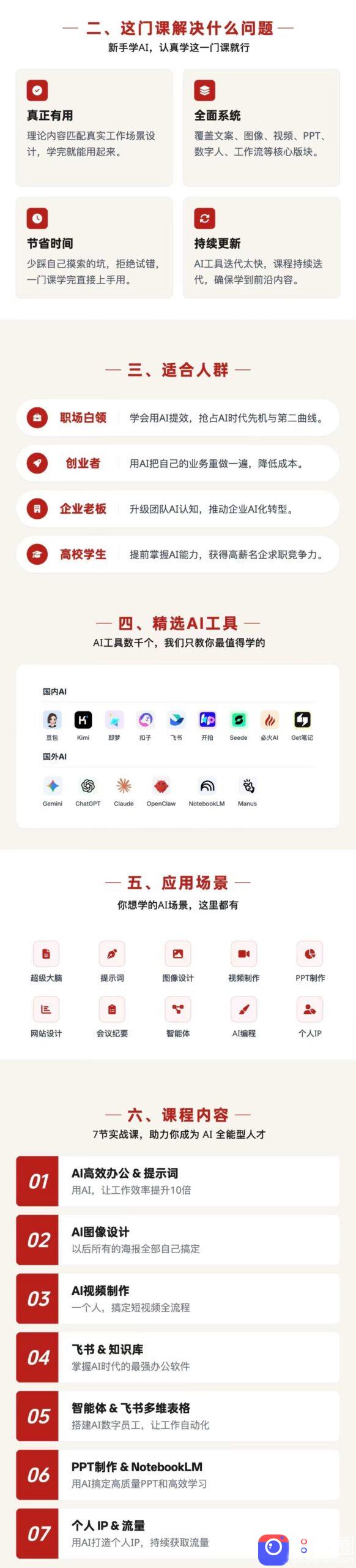 AI全能人才训练营：2周掌握文案×图像×视频×PPT×数字人×工作流，超越80%的人