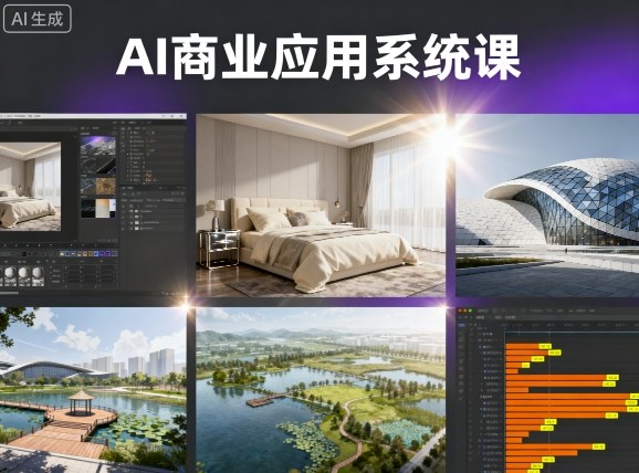 AI商业应用系统课，室内-软装-建筑-景观，智能设计 效果图 动画画实战