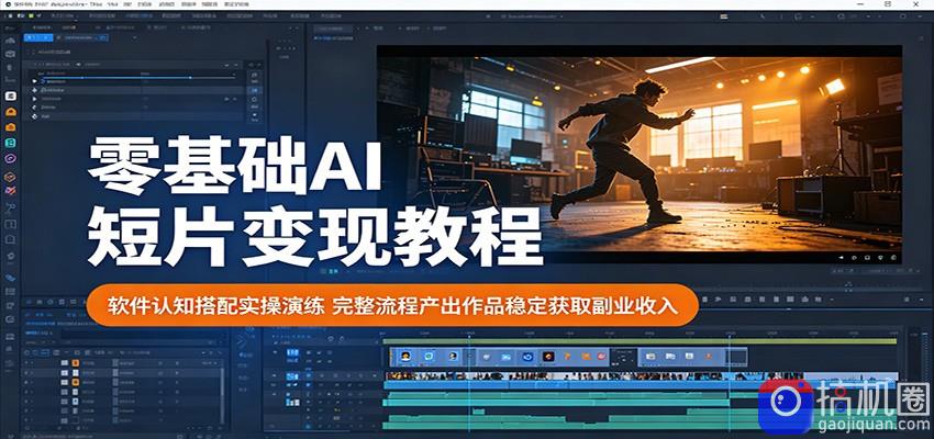 零基础AI短片变现教程：软件认知搭配实操演练，完整流程产出作品稳定获取副业收入