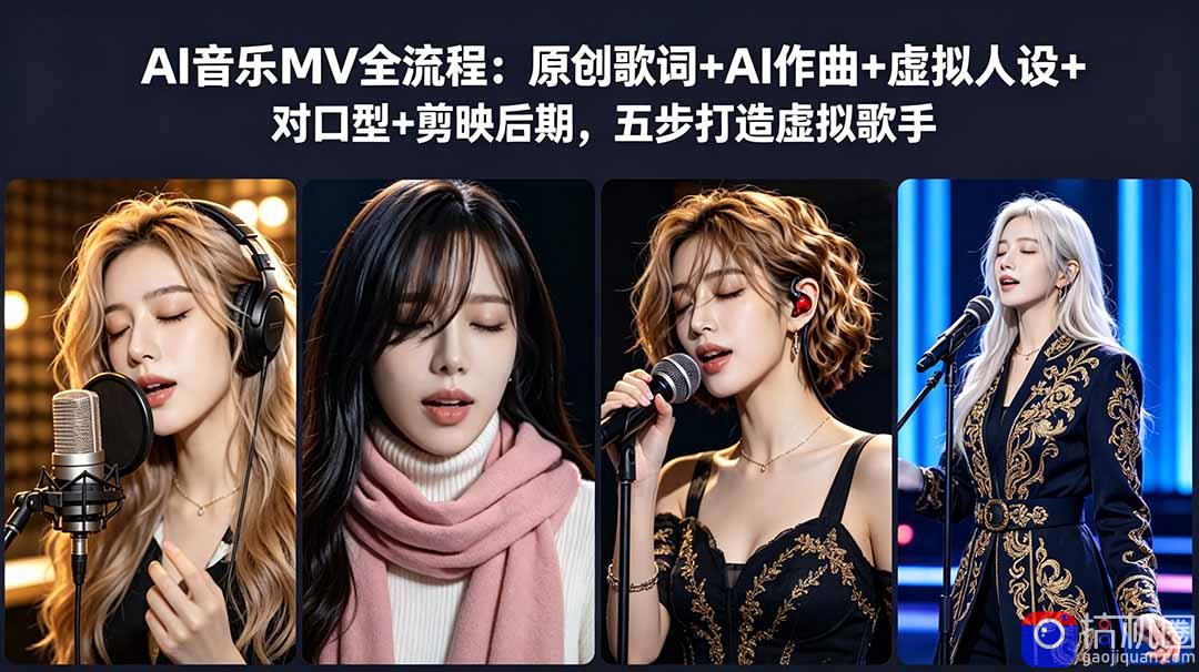 AI音乐MV全流程：原创歌词 AI作曲 虚拟人设 对口型 剪映后期，五步打造虚拟歌手