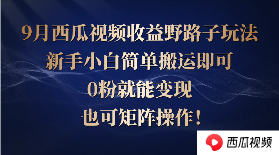 (12760期)西瓜视频收益野路子玩法,新手小白简单搬运即可,0粉就能变现,也可矩…