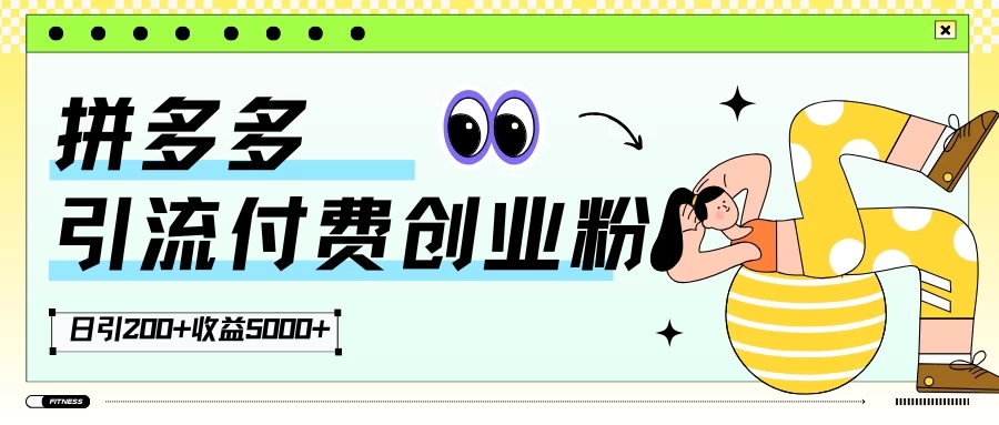 拼多多引流付费创业粉，日引200 ，收益5000 