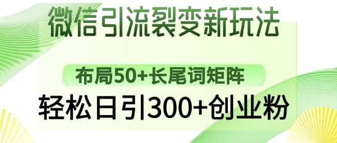 微信引流裂变新玩法:布局50 长尾词矩阵,轻松日引300 创业粉