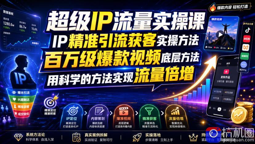 超级IP流量实操课,IP精准引流获客实操方法,百万级爆款视频底层方法,用科学的方法实现流量倍增