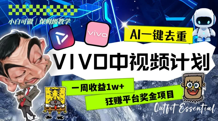 一周收益 1w  的 VIVO 中视频计划，用 AI 一键去重，狂赚平台奖金（教程 素材）