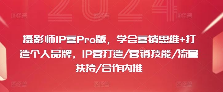 摄影师IP营Pro版，学会营销思维 打造个人品牌，IP营打造/营销技能/流量扶持/合作内推
