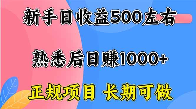 （16132期）新手日收益500  正规项目 长期可做