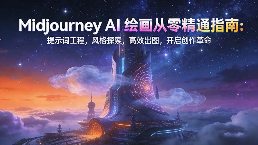 (17118期)Midjourney AI绘画从零精通指南:提示词工程,风格探索,高效出图,开启创作革命
