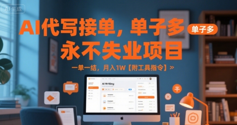 AI代写接单，永不失业项目，单子多，一单一结，月入1W【附工具指令】