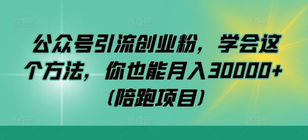 公众号引流创业粉,学会这个方法,你也能月入30000 (陪跑项目)