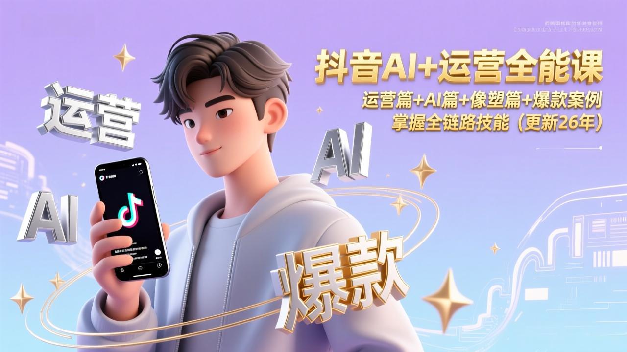 抖音AI 运营全能课，运营篇 AI篇 像塑篇 爆款案例，掌握全链路技能(更新26年