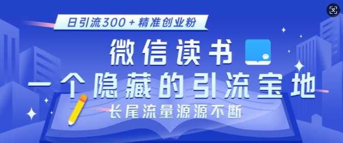 微信读书，一个隐藏的引流宝地，不为人知的小众打法，日引流300 精准创业粉，长尾流量源源不断