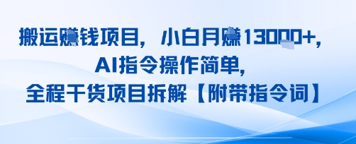 搬运挣钱项目,AI指令操作简单,小白月入1W ,全程干货项目拆解
