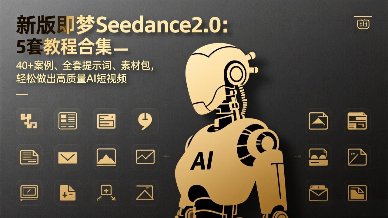 新版即梦Seedance2.0：5套教程合集，40 案例、全套提示词、素材包，轻松做出高质量AI短视频