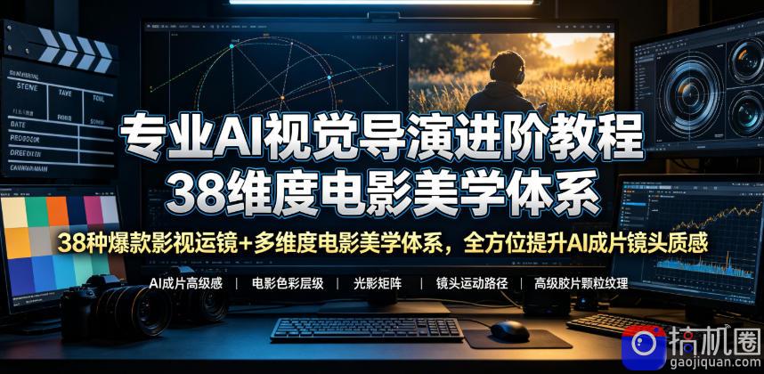 专业AI视觉导演进阶教程，38种爆款影视运镜 多维度电影美学体系，全方位提升AI成片高级感与镜头质感
