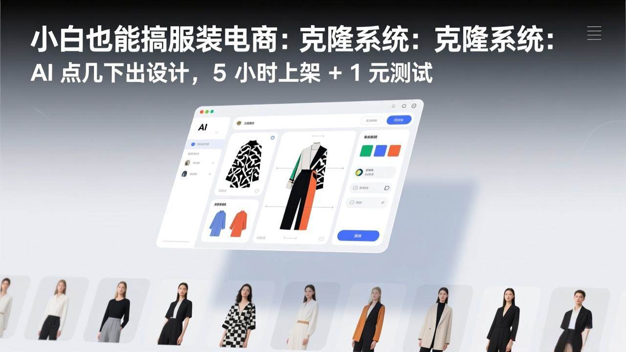 (17411期)小白也能搞服装电商:克隆系统:AI 点几下出设计,5 小时上架 1 元测试