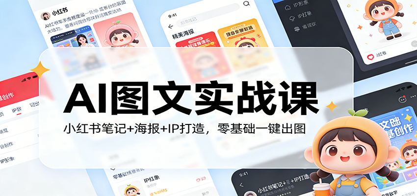 AI图文实战课：小红书笔记 海报 IP打造，零基础一键出图