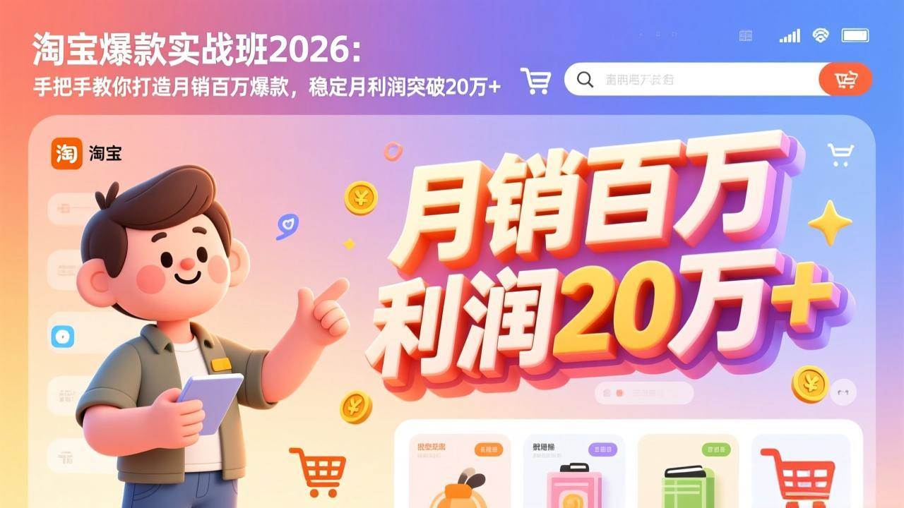 (17209期)淘宝爆款实战班2026:手把手教你打造月销百万爆款,稳定月利润突破20万