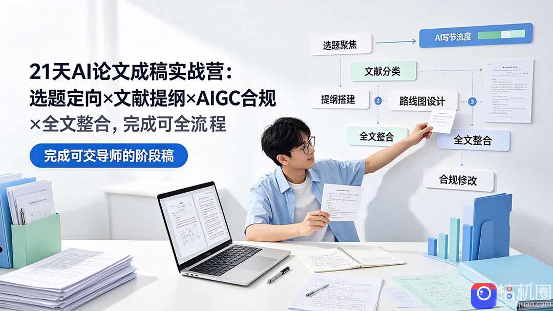 21天AI论文成稿实战营:选题定向×文献提纲×AIGC合规×全文整合,完成可交导师的阶段稿