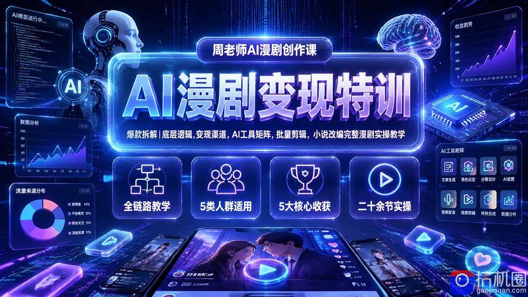 AI漫剧变现特训★爆款拆解|底层逻辑,变现渠道,AI工具矩阵,批量剪辑,小说改编完整漫剧实操教学