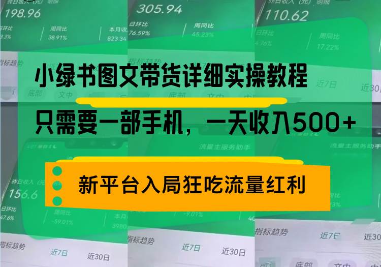 （13509期）小绿书图文带货详细实操教程，只需要一部手机，一天收入500 ，轻松变现