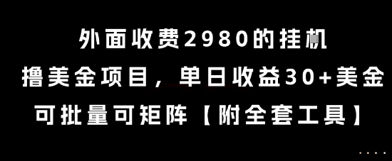 外面收费2980的挂G撸美金项目,单日收益30 美金,可批量可矩阵【揭秘】