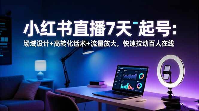 （16537期）小红书直播7天起号：场域设计 高转化话术 流量放大，快速拉动百人在线