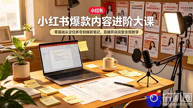 小红书爆款内容进阶大课，零基础从定位养号到爆款笔记，直播开店完整变现教学