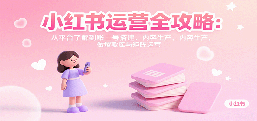 小红书运营全攻略:从平台了解到账号搭建、内容生产,做爆款库与矩阵运营