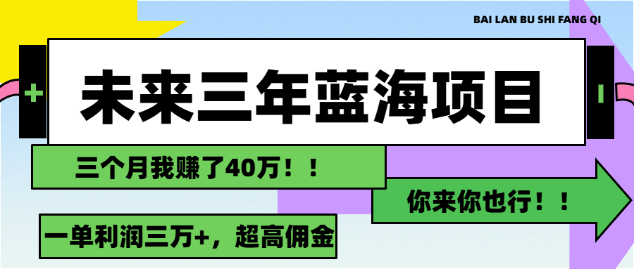 （11716期）未来三年，蓝海赛道，月入3万 