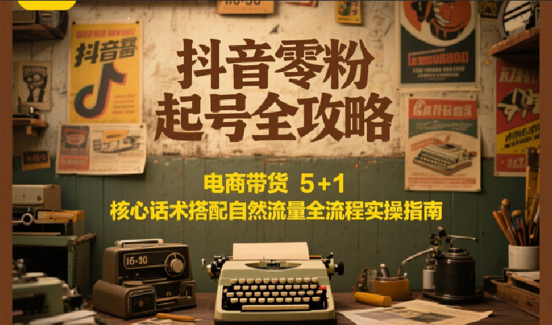 抖音零粉起号全攻略：电商带货 5 1 核心话术搭配自然流量全流程实操指南