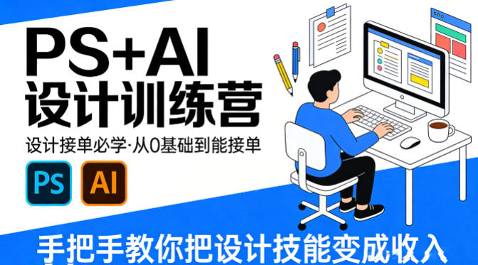 设计接单必学，PS AI设计训练营，从0基础到能接单，手把手教你把设计技能变成收入