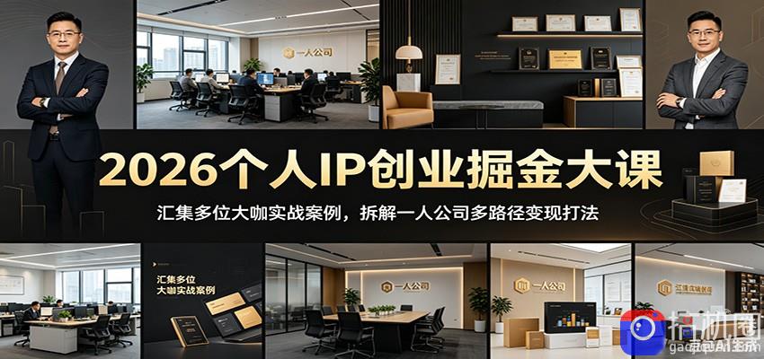 2026个人IP创业掘金大课：汇集多位大咖实战案例，拆解一人公司多路径变现打法