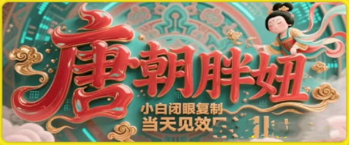 用AI克隆“唐朝胖妞”日更3条，平台疯狂推流，小白闭眼复制，当天见效，日入1k 
