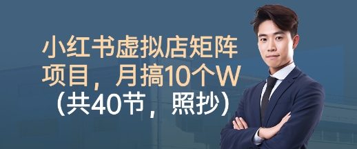 小红书虚拟店矩阵项目,照抄照做,月搞1W (共40节)