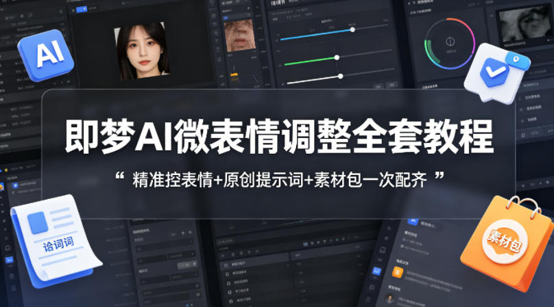 即梦AI微表情调整全套教程，精准控表情 原创提示词 素材包一次配齐