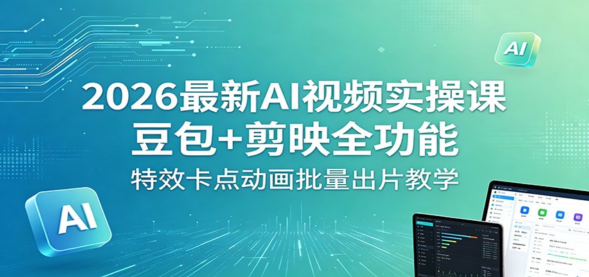 2026最新AI视频实操课：豆包 剪映全功能，特效卡点动画批量出片教学