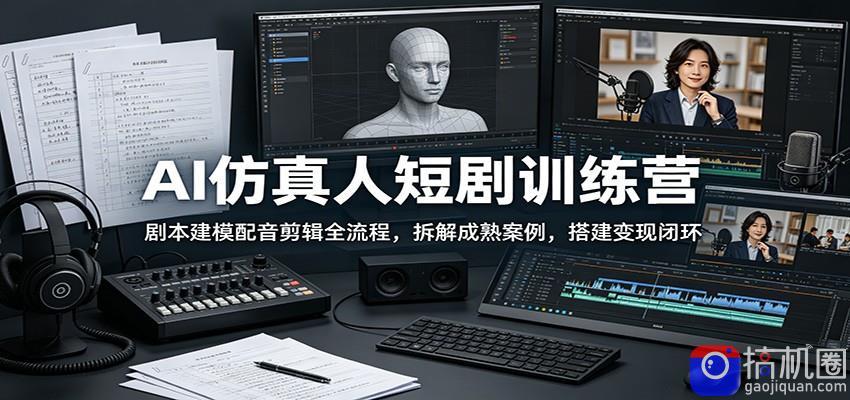 AI仿真人短剧训练营：剧本建模配音剪辑全流程，拆解成熟案例，搭建变现闭环