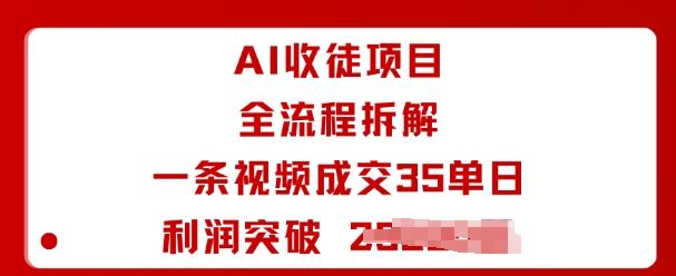 AI收徒项目全流程拆解一条视频成交35单日利润突破1k 