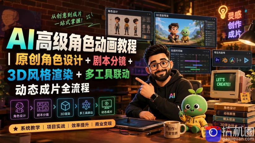 AI高级角色动画教程|原创角色设计 剧本分镜 3D风格渲染 多工具联动动态成片全流程【中英字幕】
