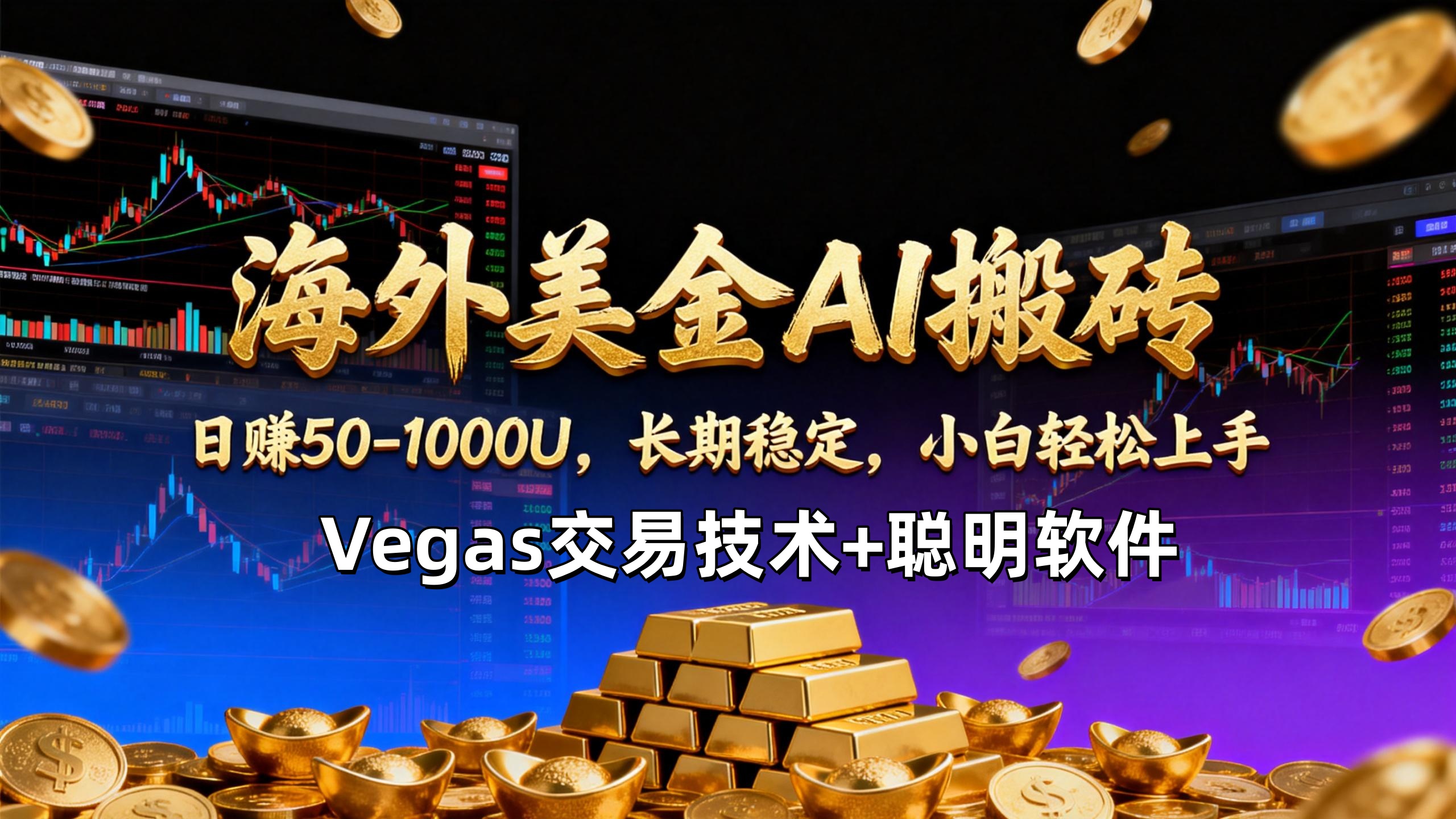 【海外美金AI搬砖】Vegas交易技术 聪明软件，日赚50-1000U，长期稳定，小白轻松上手。