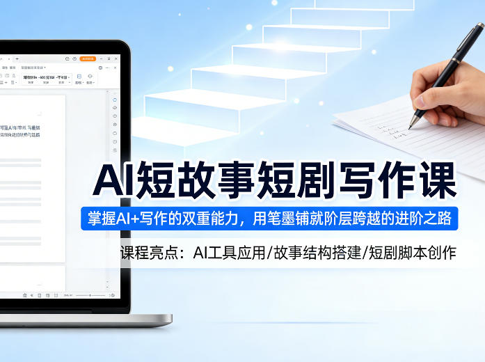 AI短故事短剧写作课，掌握AI 写作的双重能力，用笔墨铺就阶层跨越的进阶之路