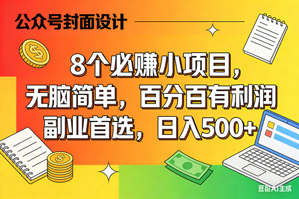 （17911期）8个必赚米的小项目，百分百有利润，无脑简单，副业首选，日入500 